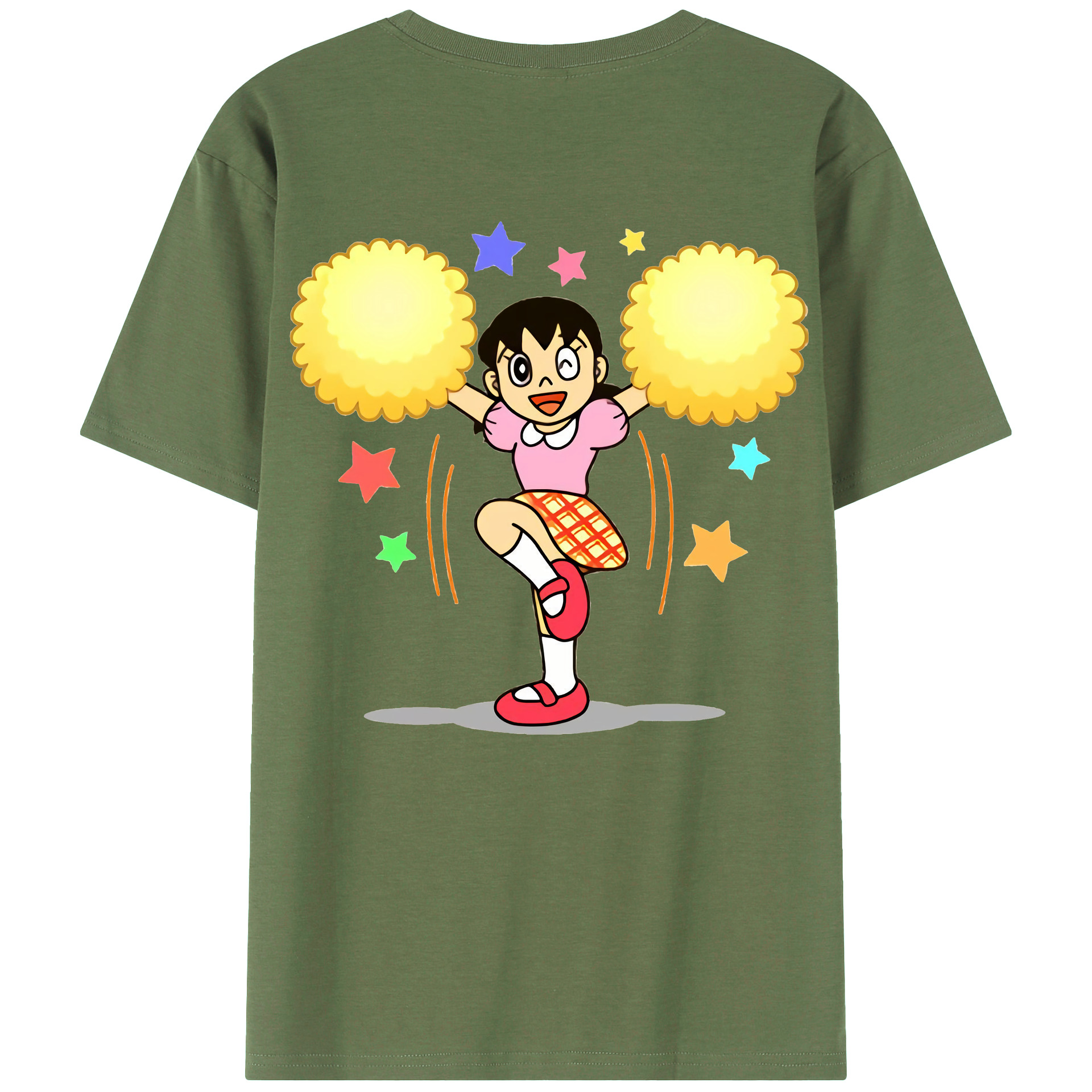 （画像用） ドラえもん みなもと しずか Doraemon Shizuka Minamoto 綿100％ メンズ半袖Tシャツ（バックプリント） 通気性